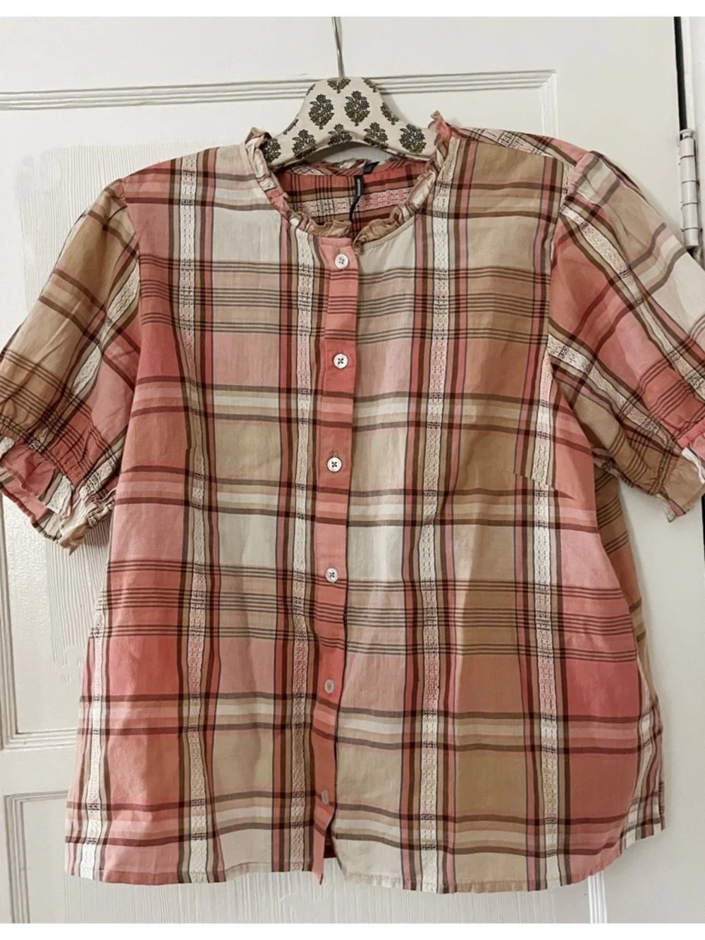 Anthropologie Cotton Puff-Sleeve Buttondown Shirt
